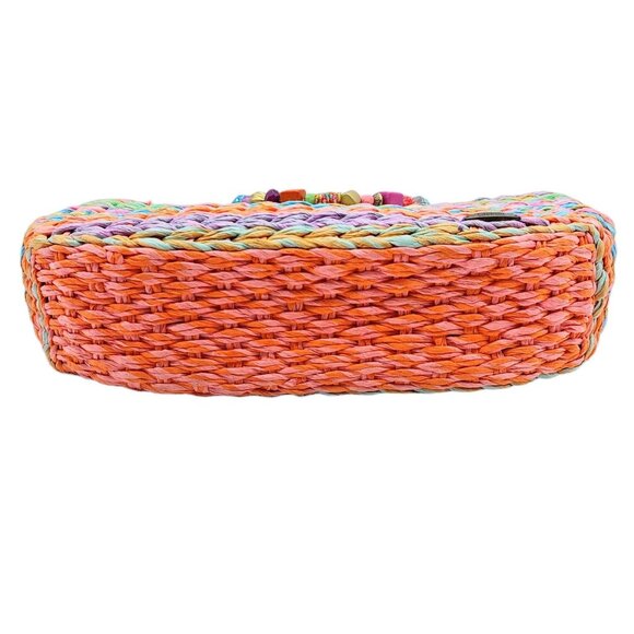 Cappelli Rainbow Jeweled Woven Handbag With Beaded Double Handle - Picture 4 of 14